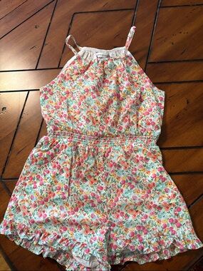 Janie and Jack Floral Halter Romper - Pink/Green 8
